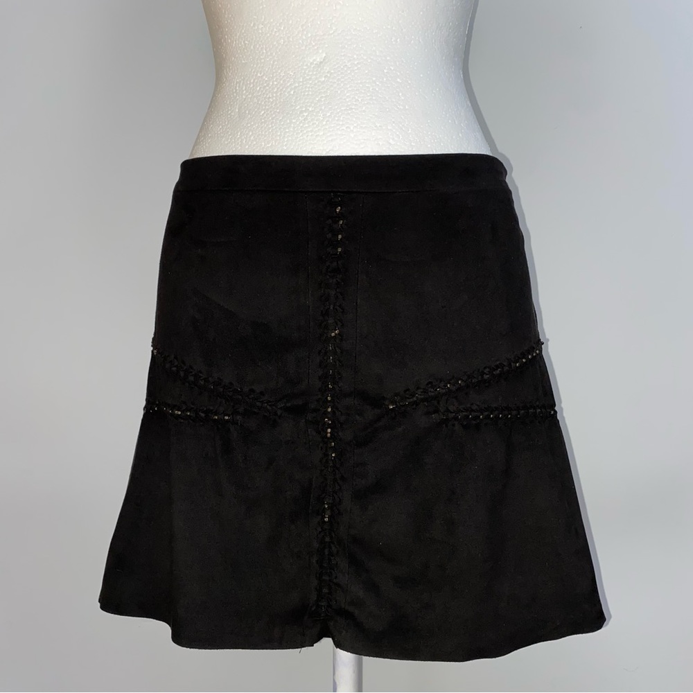 Zara Black Faux Suede Beaded Mini Skirt